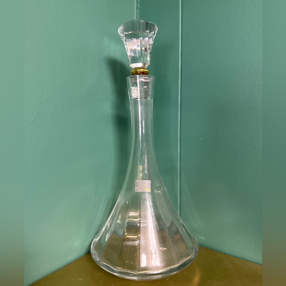 Mikasa Beautiful Vintage West Germany Lead Crystal Decanter W/ Gold Stopper